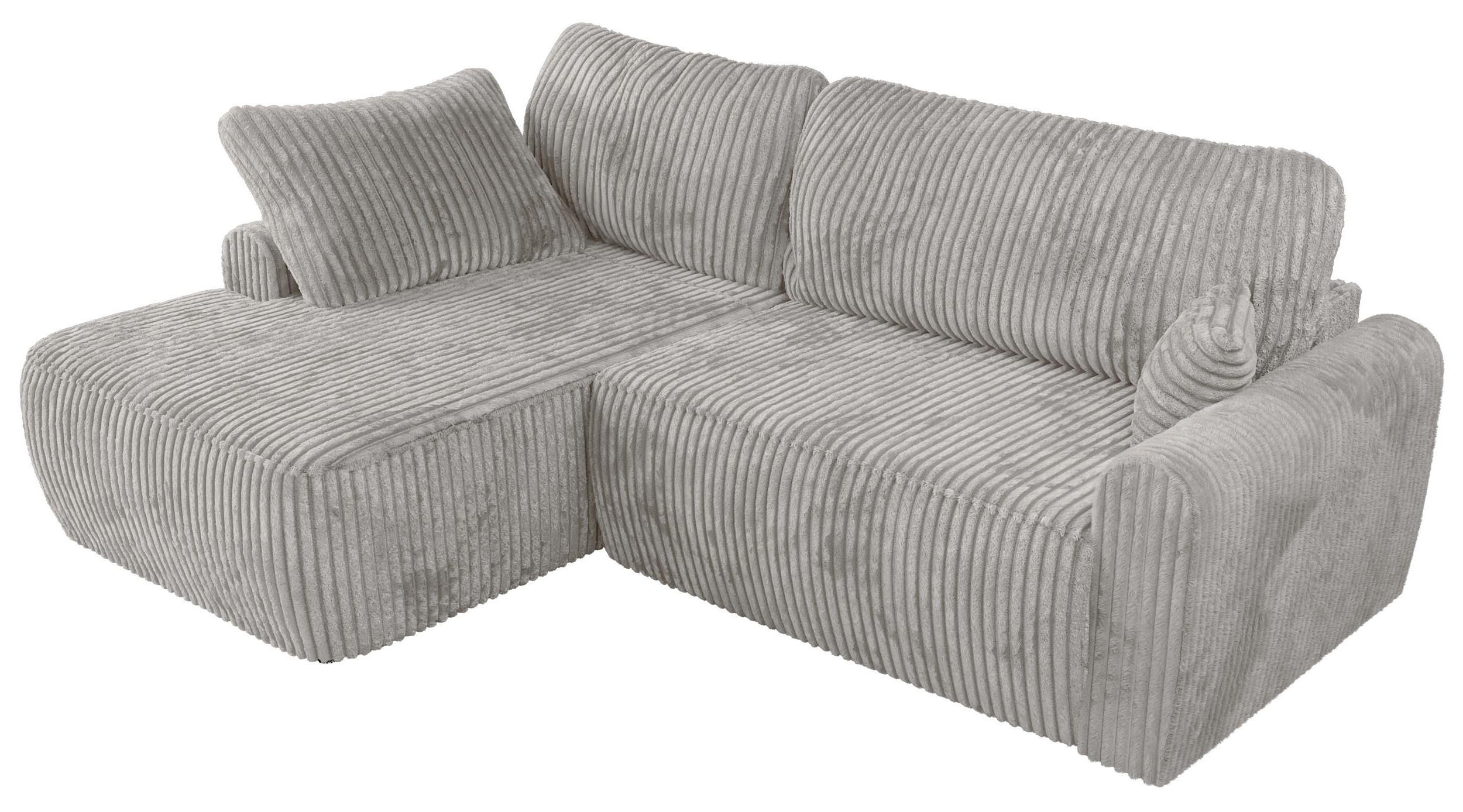 ECKSCHLAFSOFA CUBO L Grau Cord - links - Schwarz/Grau, Kunststoff/Textil (273/187cm) - MKS
