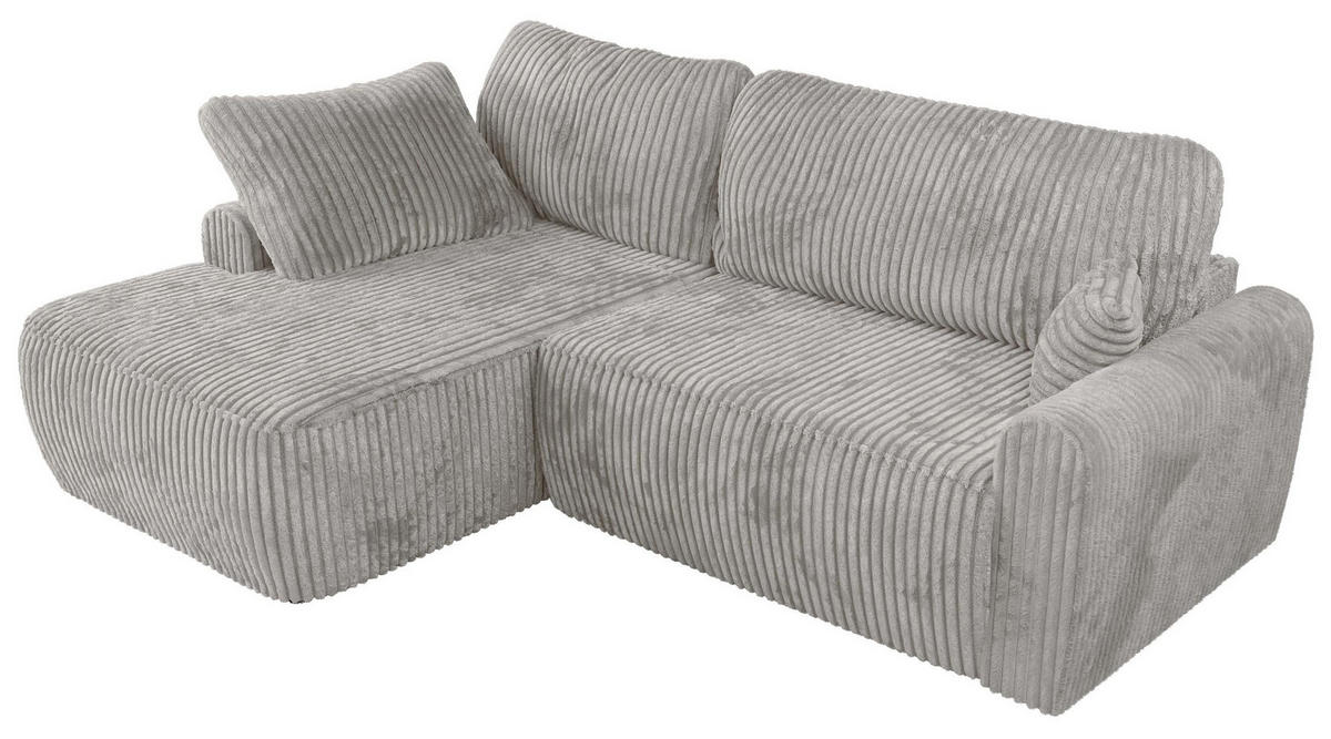 ECKSCHLAFSOFA CUBO L Grau Cord - links - Schwarz/Grau, Kunststoff/Textil (273/187cm) - MKS