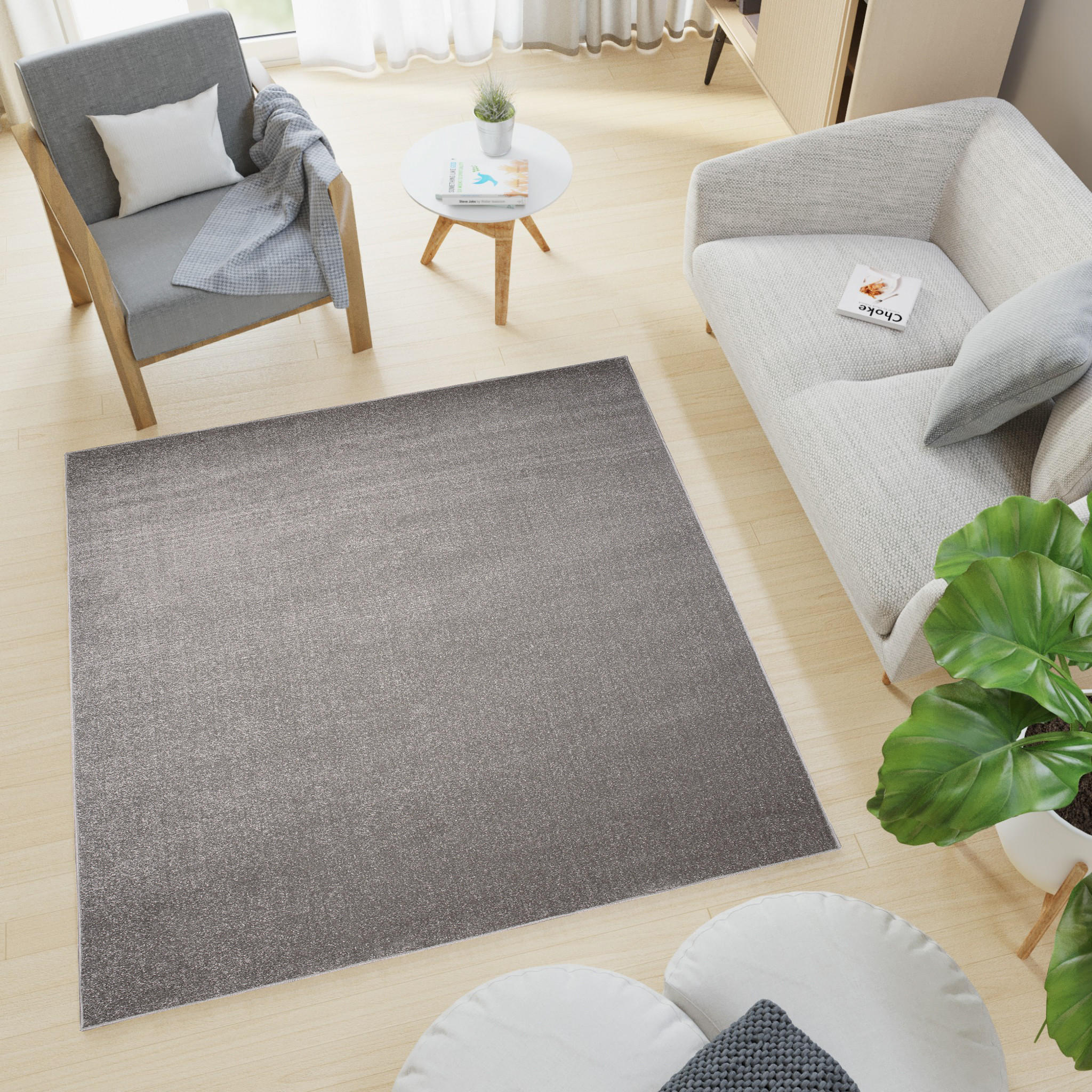 TEPPICH MONO SQUARE Grau 200/200 cm - Grau, Kunststoff (200/200cm) - Tapiso