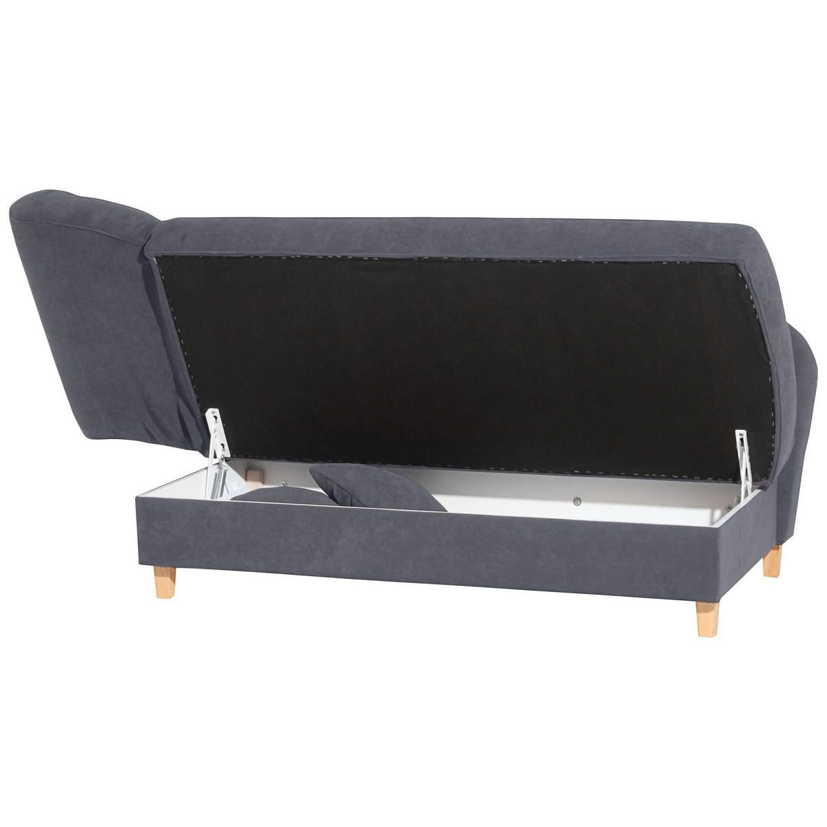 RECAMIERE mit Armteil links klappbar Katia Bezug Veloursstoff Buche natur / anthrazit - Grau, Kunststoff (190/82/88cm) - 58aufmkessel