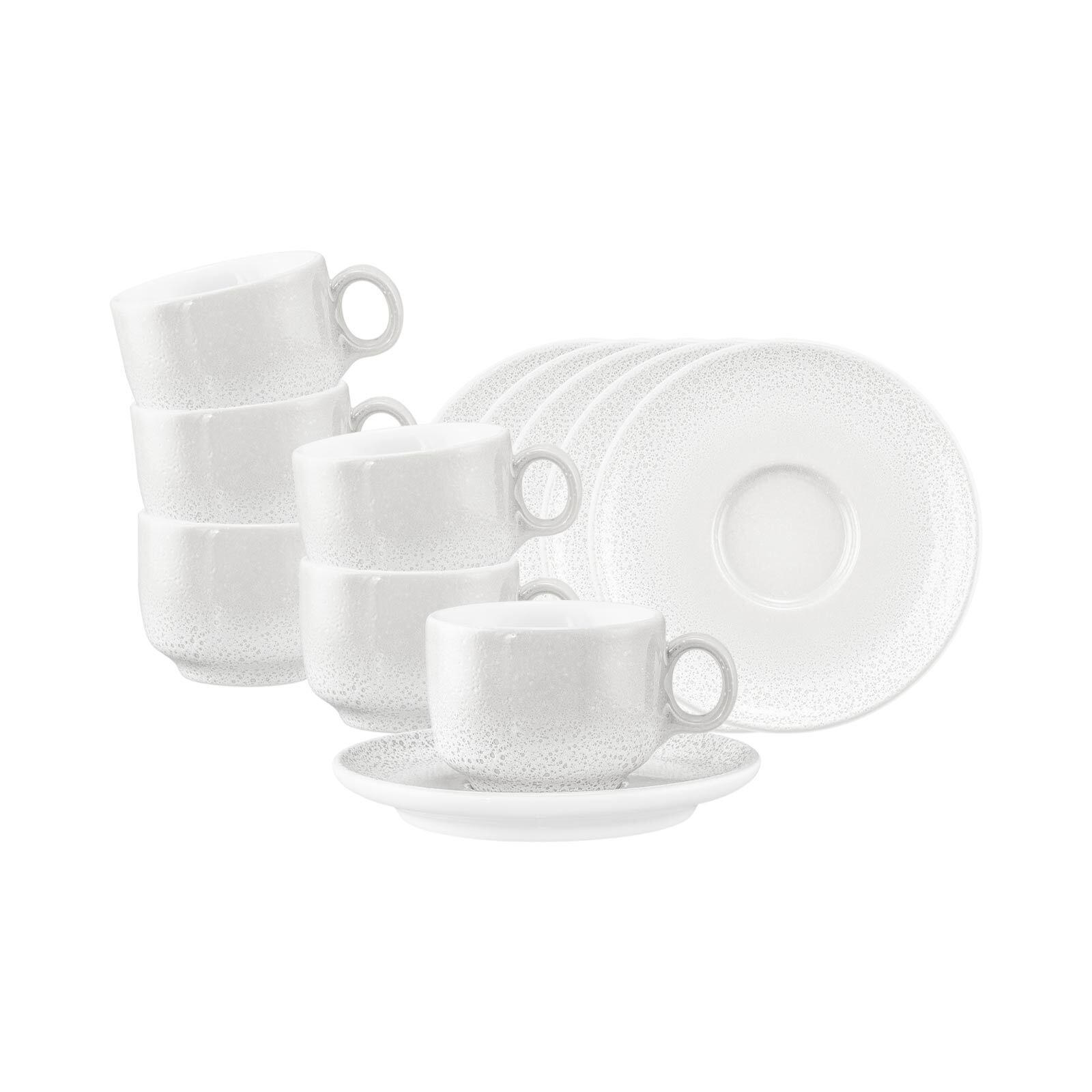 ESPRESSOTASSEN MIT UNTERTASSEN Sento Home Aura white 80 ml 6er Set - Weiß, Keramik (0.08L) - Seltmann Weiden