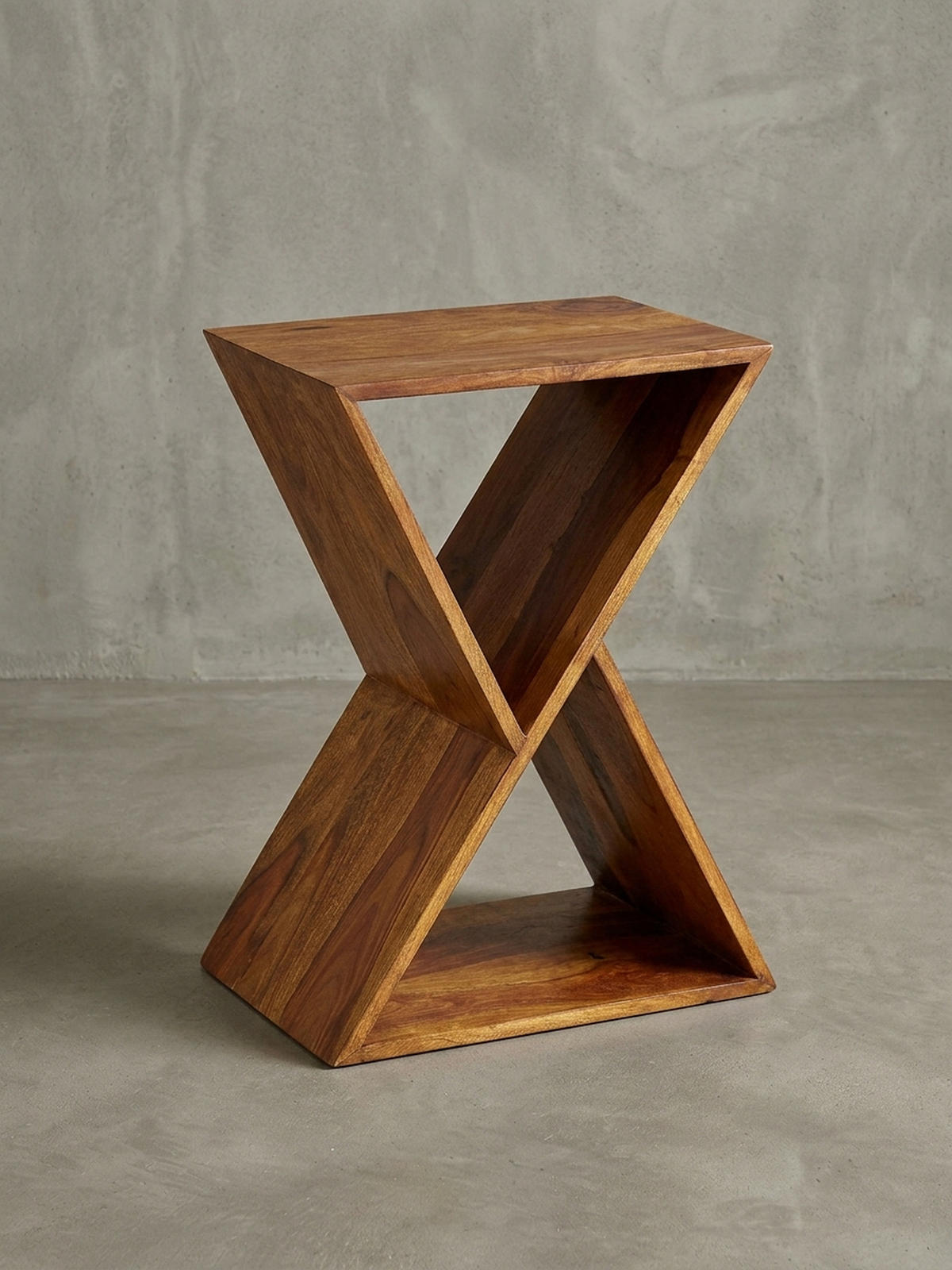 BEISTELLTISCH – Massivholz Braun X-Gestell mit 2 Ablagen - Braun, Holz (30/43/60cm) - KADIMA DESIGN