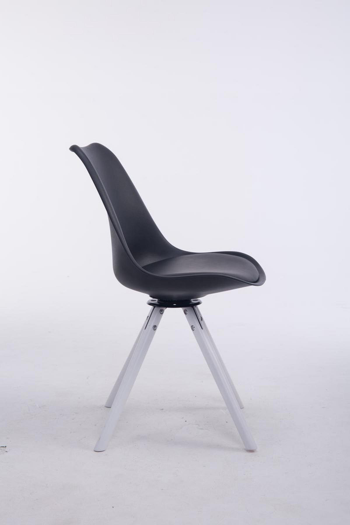 STUHL Lederlook Schwarz - Schwarz/Weiß, Holz/Textil (48/84/56cm) - CLP