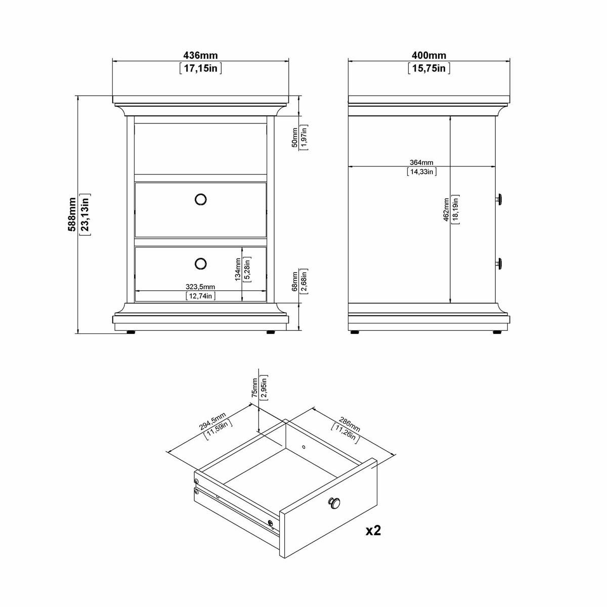 NACHTSCHRANK weiß - Weiß, Holzwerkstoff (44/59/40cm) - ebuy24