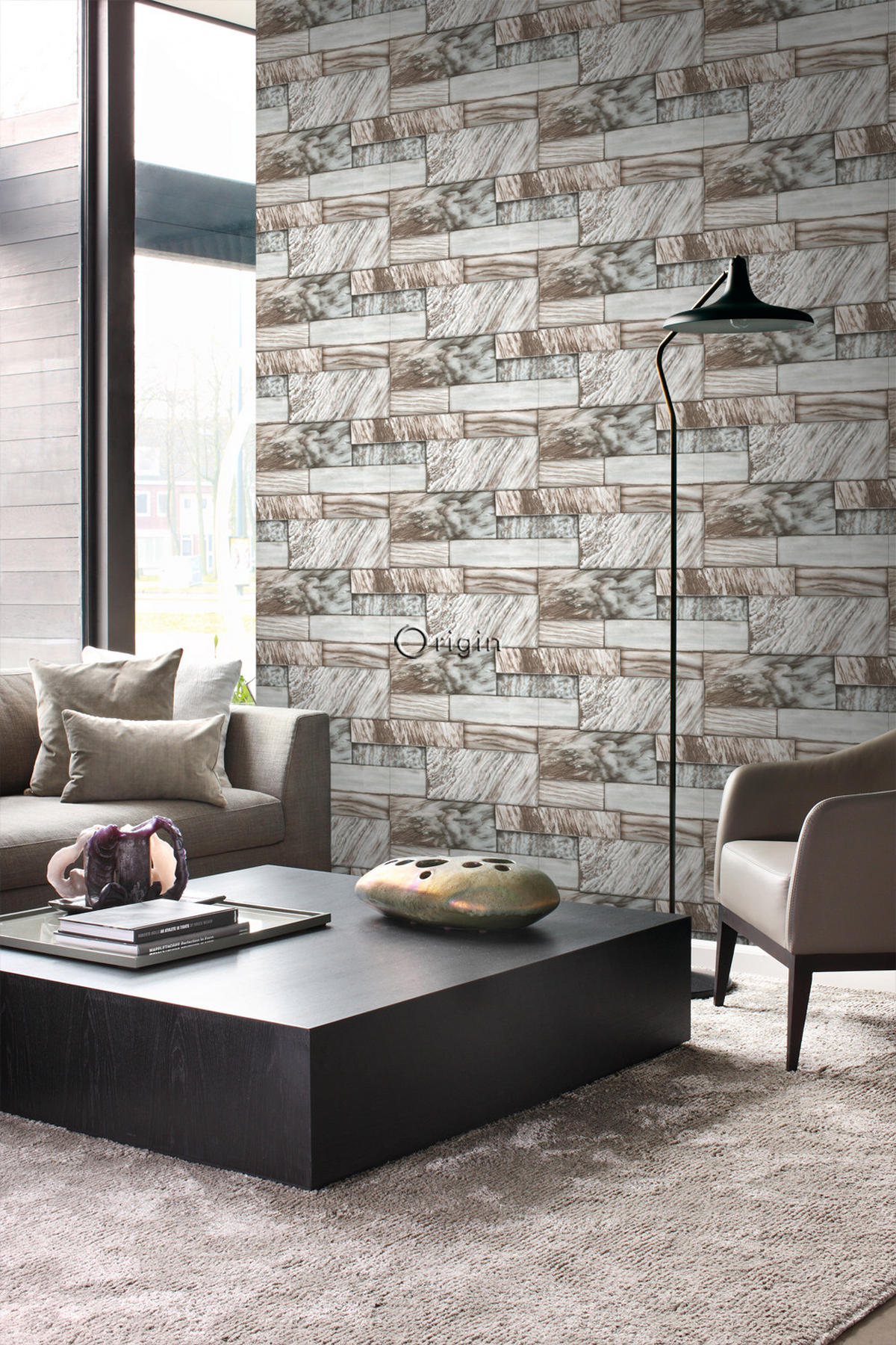 TAPETE Marmor-Optik 53 cm x 10.05 m - Braun, Papier (53/1000cm) - Origin Wallcoverings