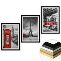 WANDBILDER 3er-Set - 40x60 cm Schwarzer Rahmen - Ikonen London Paris Verkehr - Schwarz, Kunststoff (40/60cm) - ArtPrintCave