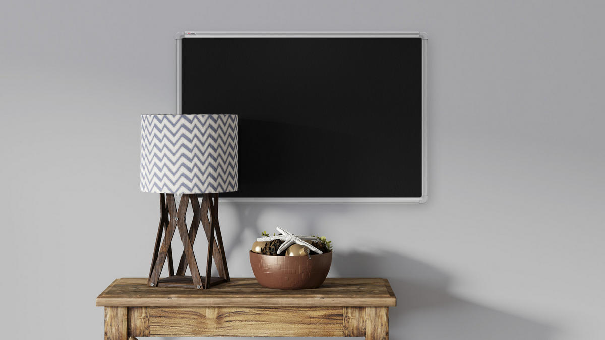 FILZTAFEL mit Alurahmen Schwarz 90x60 cm - Schwarz, Metall (90/60/1.6cm) - ALLboards