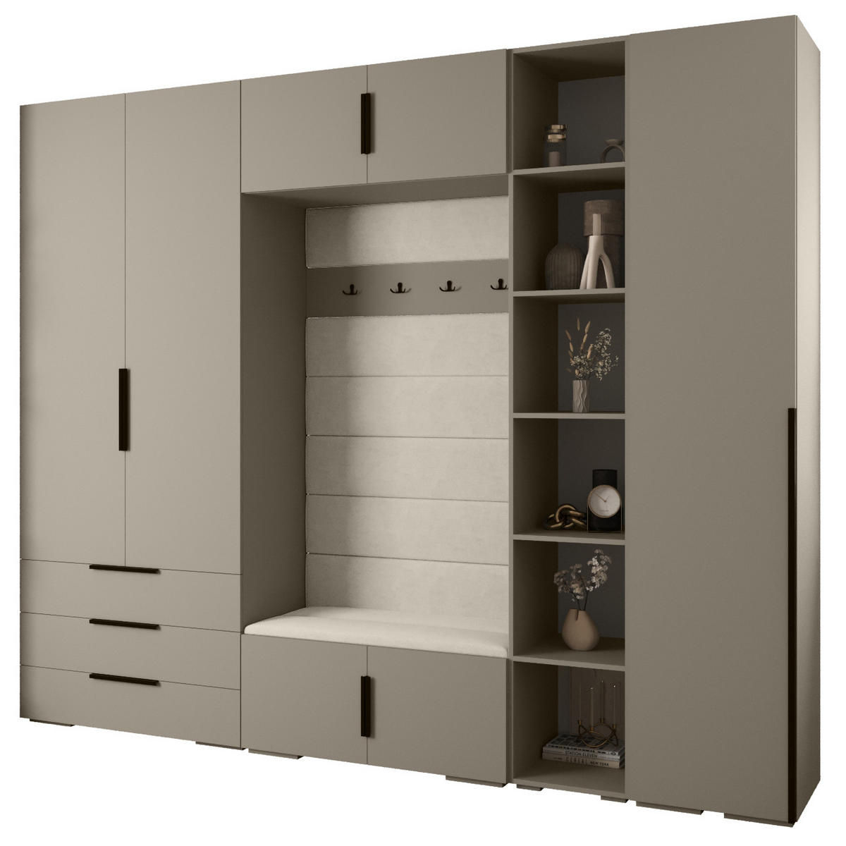 GARDEROBEN-SET 236,7/290/47 - Kaschmir/Schwarz, Holz/Kunststoff (290/236.7/47cm) - Abiks Möbel
