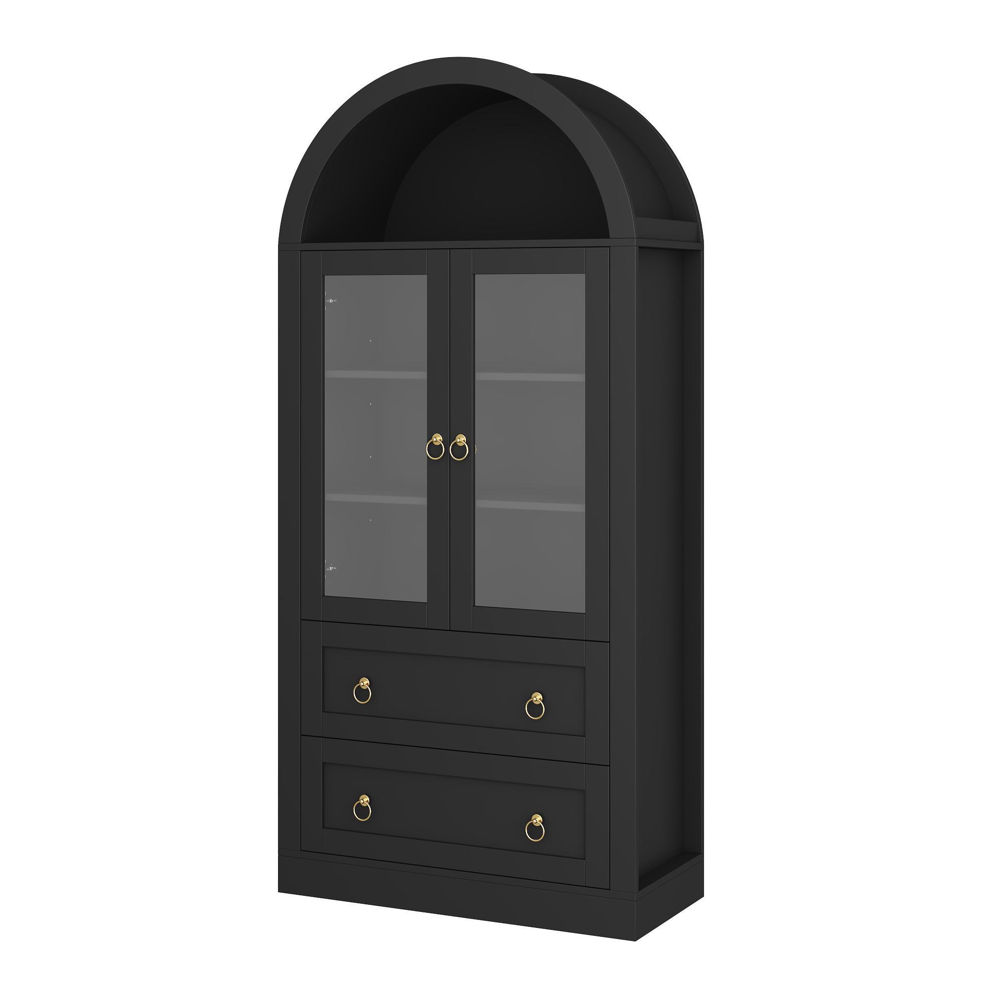 HIGHBOARD DE-38599 80/36/170 cm Glastüren und 2 verstellbare Böden Schwarz - Schwarz, Holzwerkstoff (80/170/36cm) - ComfortXL