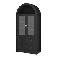 HIGHBOARD DE-38599 80/36/170 cm Glastüren und 2 verstellbare Böden Schwarz - Schwarz, Holzwerkstoff (80/170/36cm) - ComfortXL