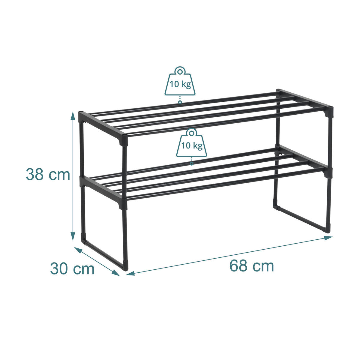 BOTNÍK - černá, kov/plast (68/38/30cm) - Relaxdays