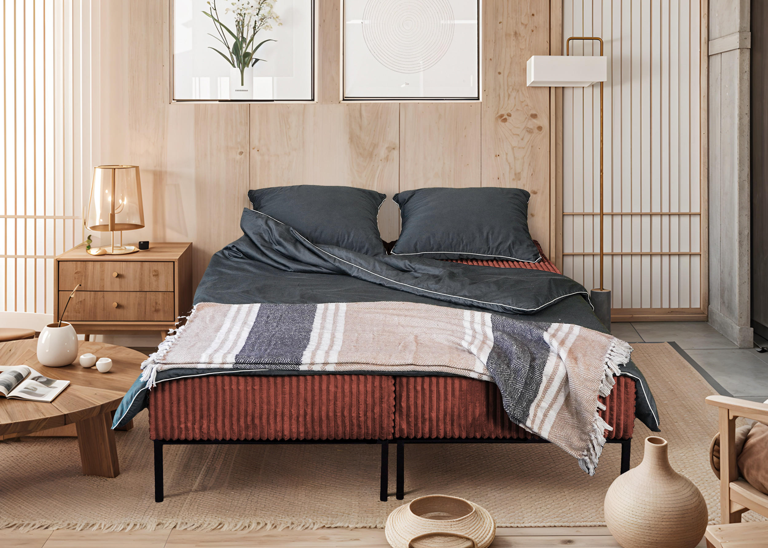 BETT MOOKA 4in1-Multifunktions-System Stoff Velo Kupfer - Kupferfarben, Holz (160/200cm) - Kaiser Möbel