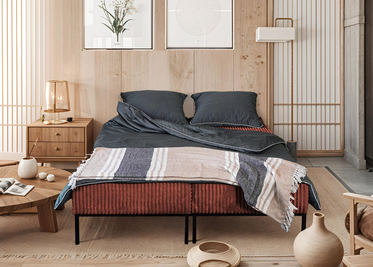BETT MOOKA 4in1-Multifunktions-System Stoff Velo Kupfer - Kupferfarben, Holz (160/200cm) - Kaiser Möbel