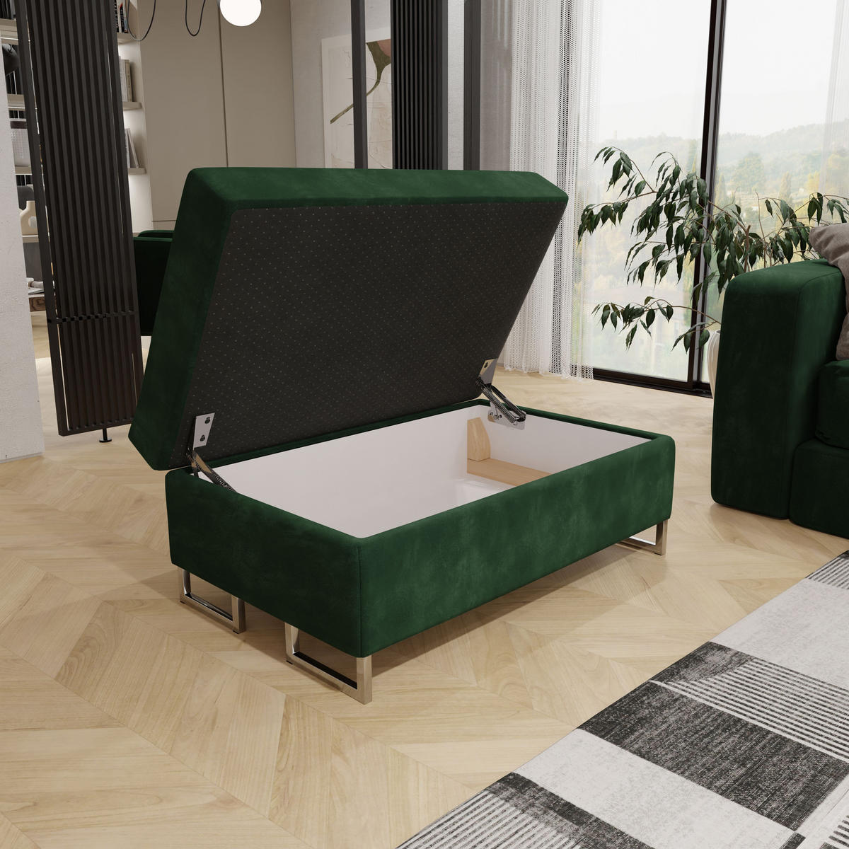 POLSTERHOCKER BARLET Grün 100x60 cm - Grün, Textil (100/41/60cm) - MASSENO
