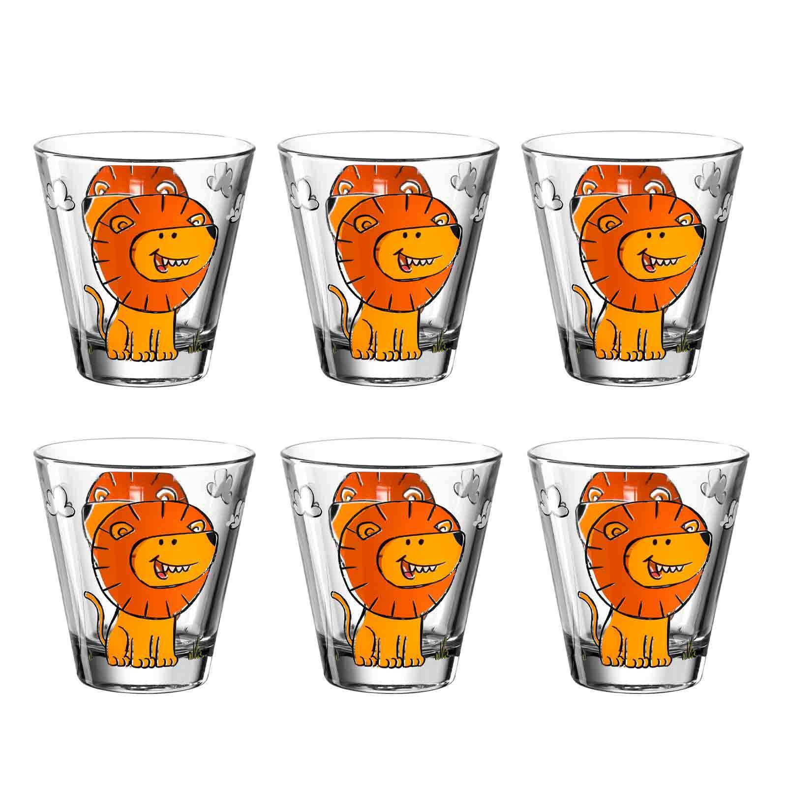 KINDERBECHER Bambini Löwe 215 ml 6er Set - Gelb, Glas (0.215L) - Leonardo Living