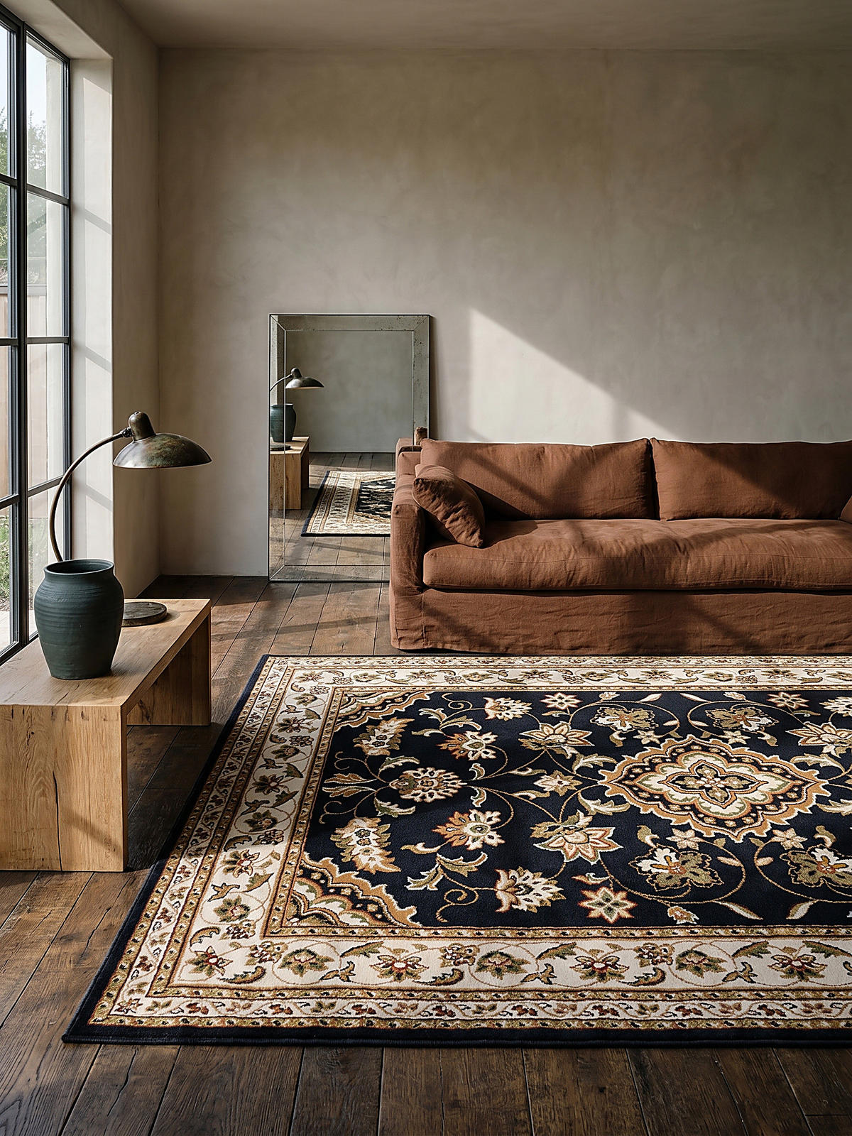 TEPPICH GLAZERT, klassisch-floral, Dunkelblau, 200 x 290 cm - Blau, Textil (200/290cm) - KADIMA DESIGN
