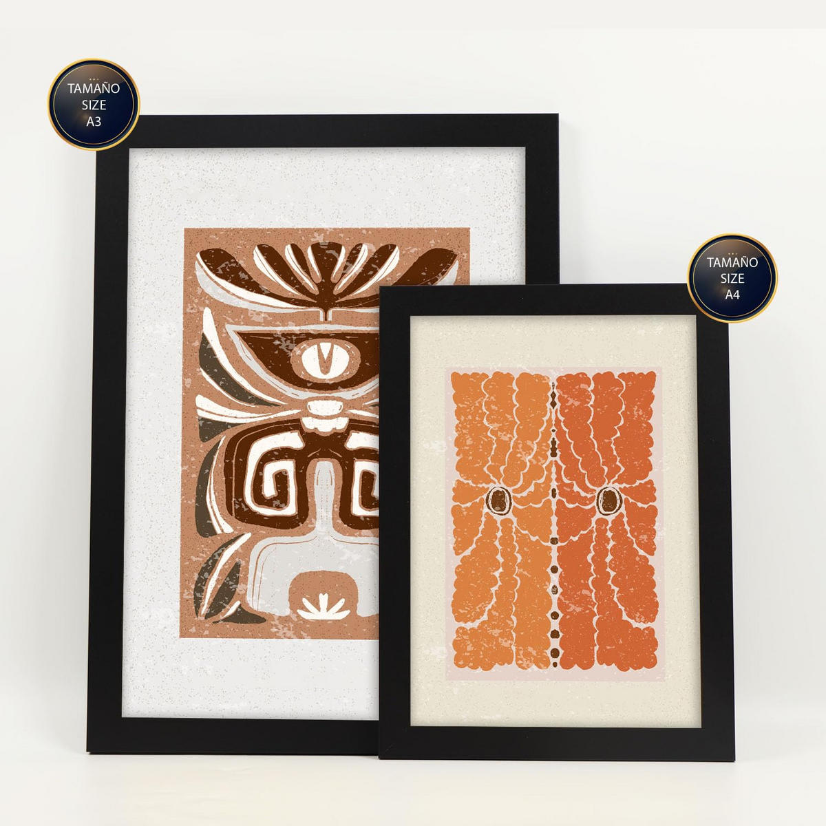 POSTER Set Mit 6 Rustikalen In Ethnischen Style Printkollektionen Dekorative Rahmen Für Ihr Wohnzimmer Zuhause Wandkunstdruck A3 & A4 Schwarzer Rahmen - Schwarz, Papier (29/3cm) - Nacnic