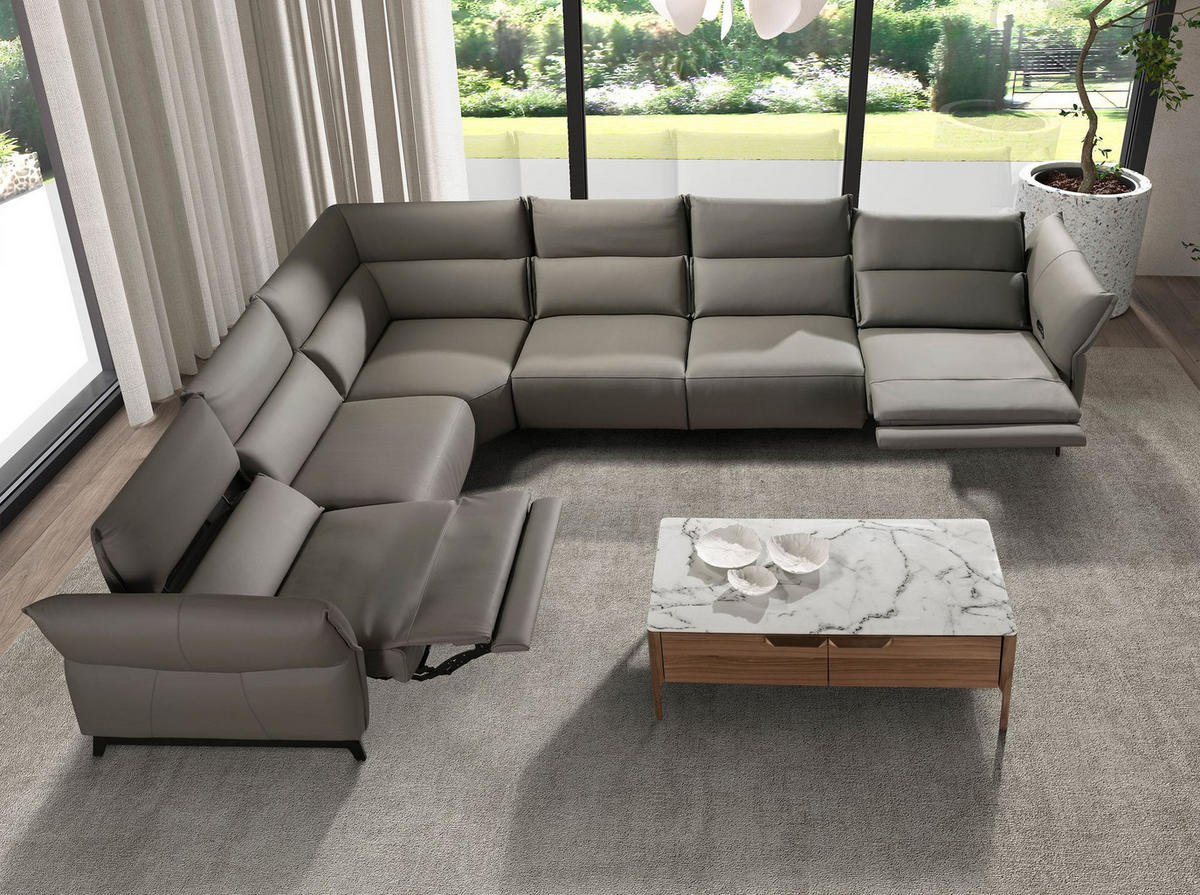 COUCHTISCH Rechteckiger Couchtisch aus Glas mit Marmor- und Nussbaumimitation 120/60/40 cm - Messingfarben/Nussbaumfarben, Glas/Holz (60/120/40cm) - ANGEL CERDA