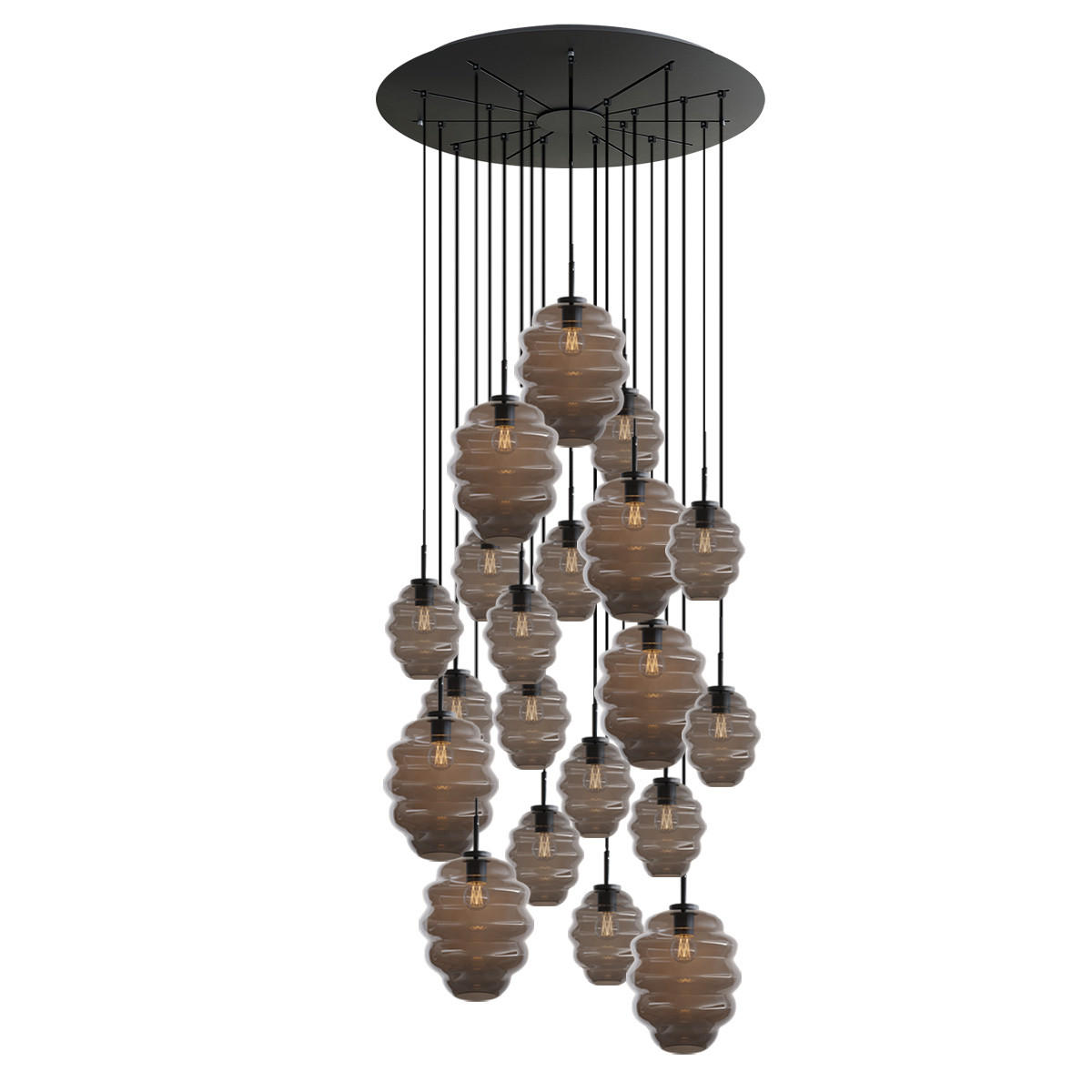 GALERIELEUCHTE Echos 20-flammig Rauch Ø 18/25cm - Anthrazit/Schwarz, Glas (18/18/20cm) - s.luce