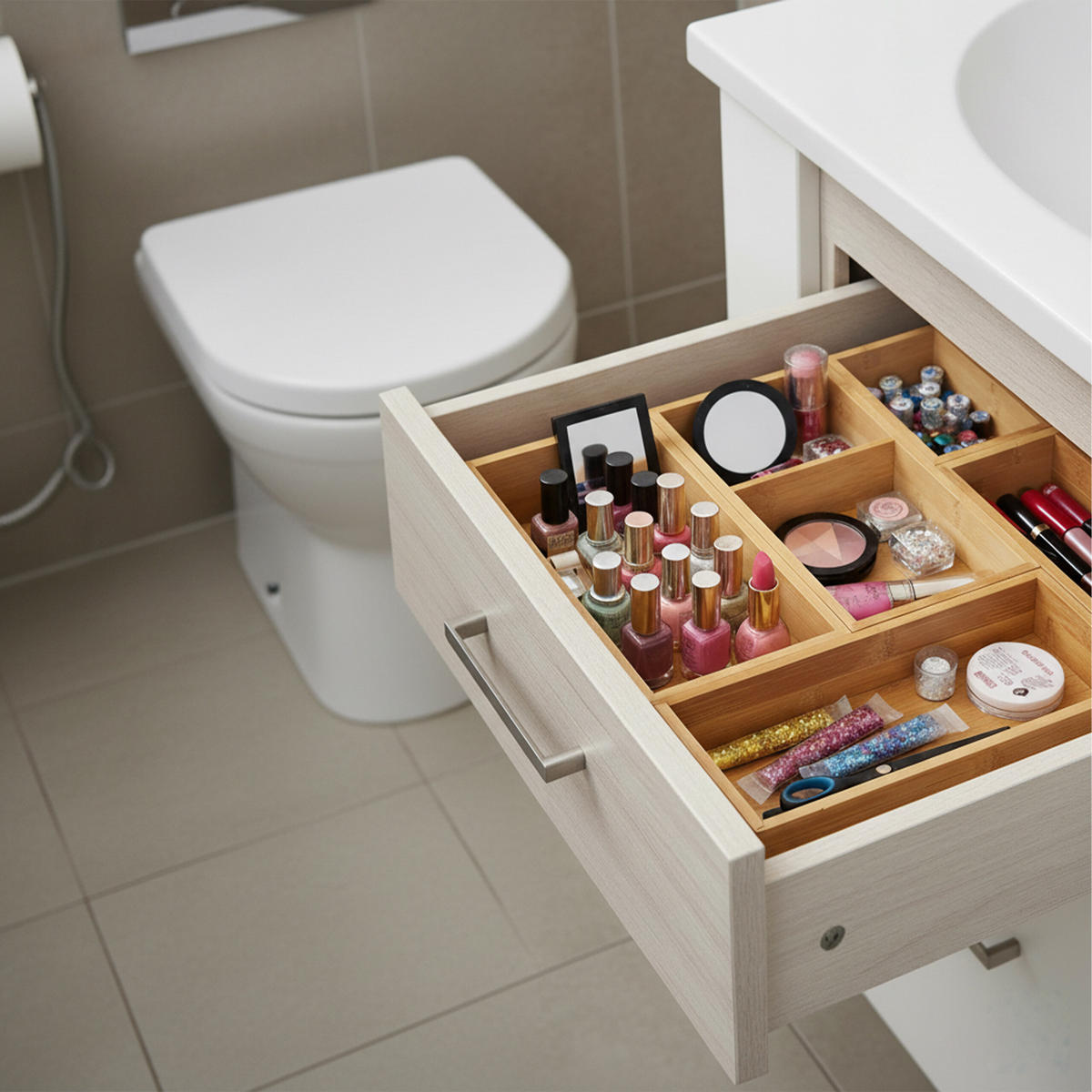 5TLG.SCHUBLADENEINSATZ-SET - Hellbraun, Holz/Holzwerkstoff (27/5/12.5cm) - Relaxdays