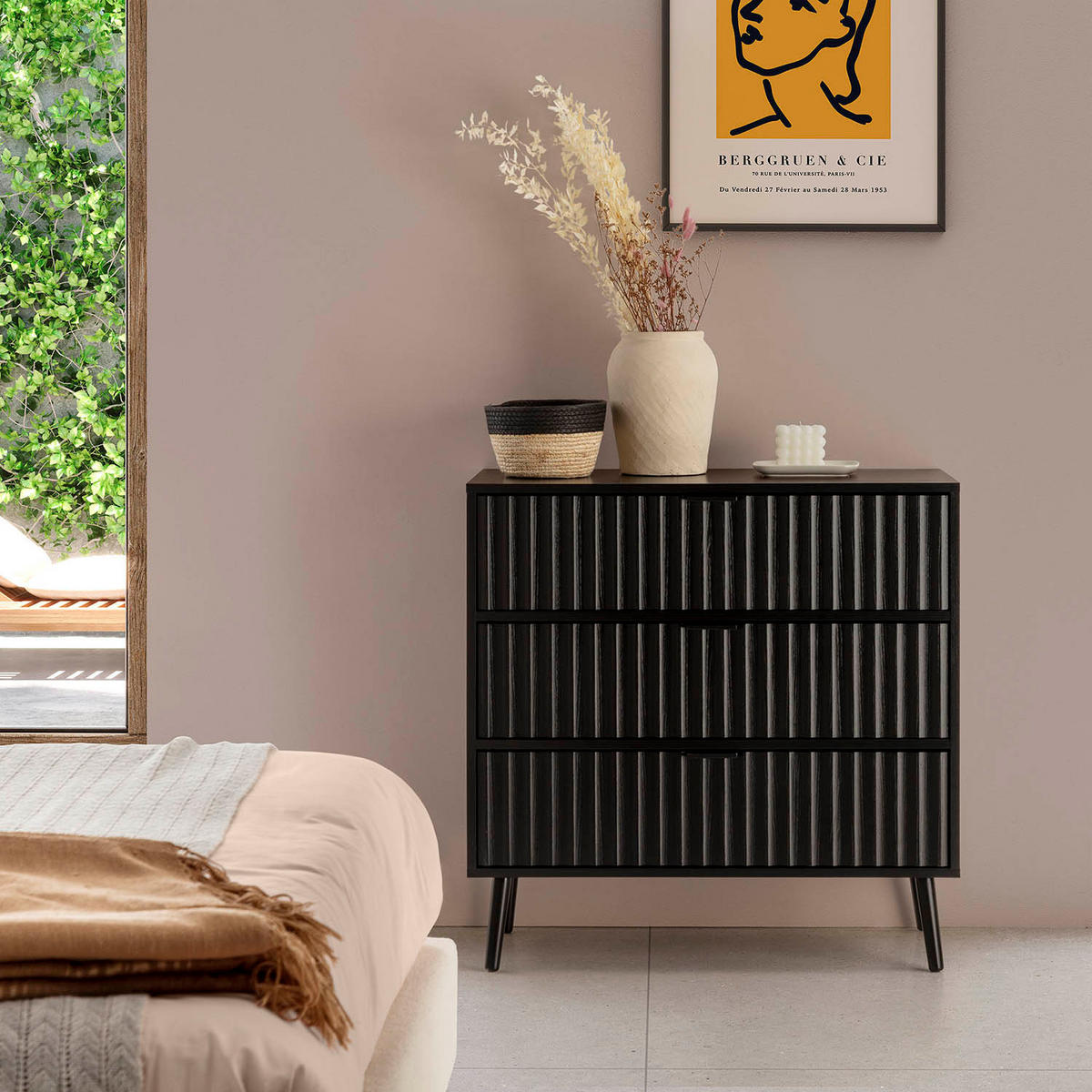 KOMMODE 80/80/40 Lluvia Schwarz - Schwarz, Holzwerkstoff (80/80/40cm)