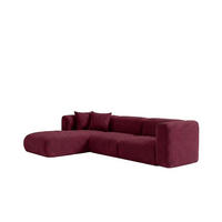 ECKSOFA L-Form, Chenille-Stoff Cremona, Rotwein, Links, GRETA - Weinrot, Holz (318/179cm) - Kaiser Möbel