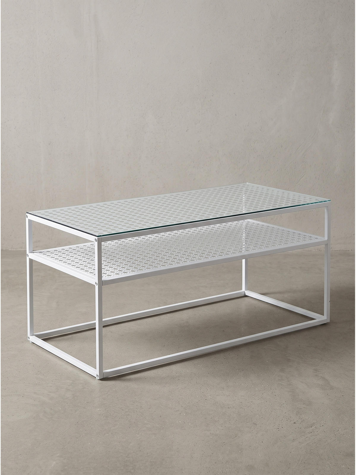 COUCHTISCH ALCUDIA, Einscheibensicherheitsglas, Weiß, 100 x 50 x 45 cm - Weiß, Glas/Metall (50/100/45cm) - KADIMA DESIGN