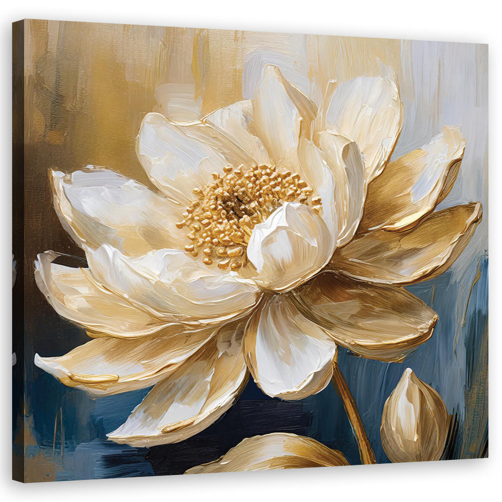 WANDBILD pfingstrose blumen gold - Beige, Textil (50/50cm) - Feeby