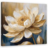 WANDBILD pfingstrose blumen gold - Beige, Textil (50/50cm) - Feeby