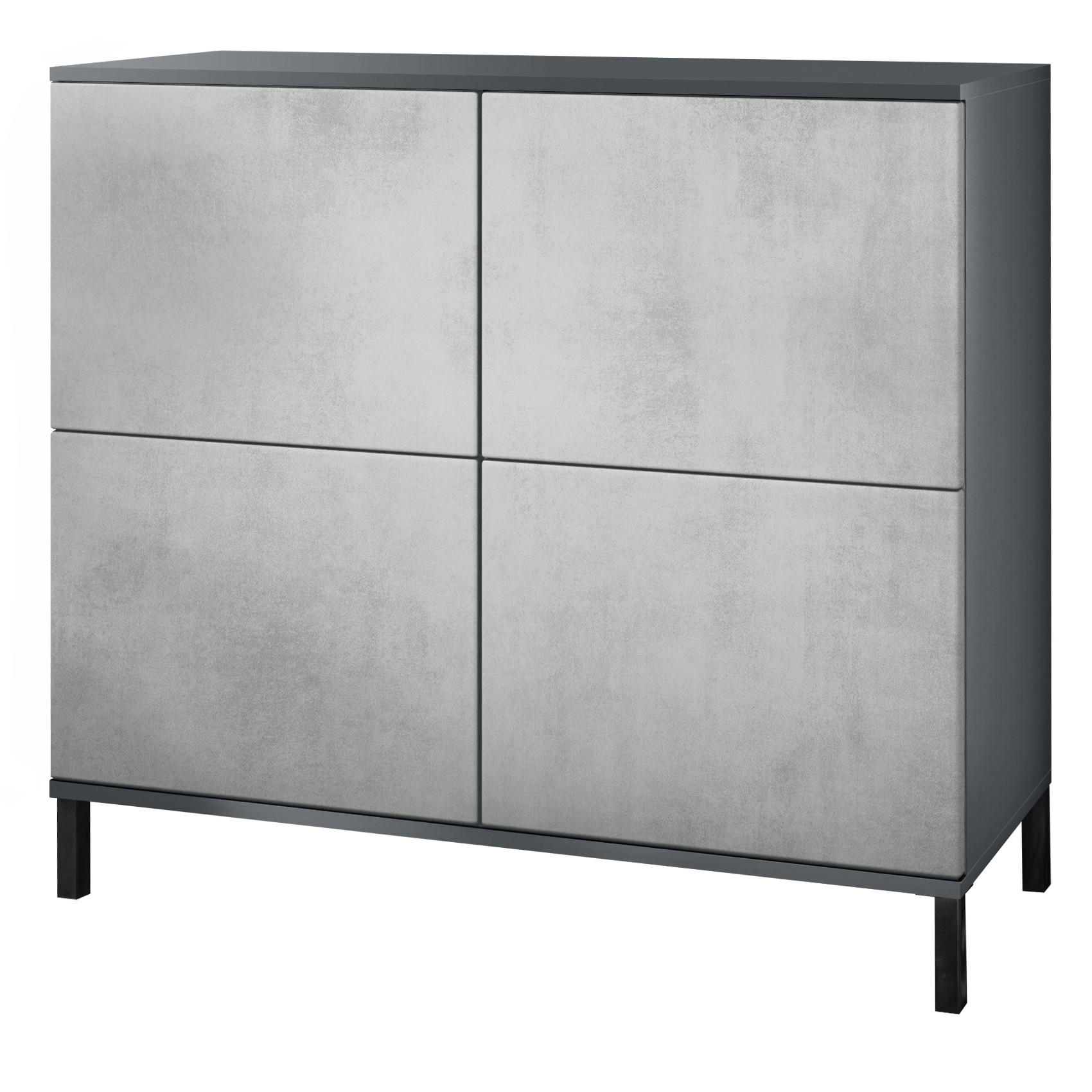 KOMMODE Rova Beton Oxid Optik - Hellgrau, Holzwerkstoff (92.5/83.5/35cm) - Vladon