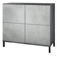 KOMMODE Rova Beton Oxid Optik - Hellgrau, Holzwerkstoff (92.5/83.5/35cm) - Vladon