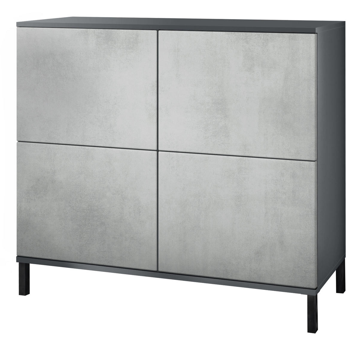 KOMMODE Rova Beton Oxid Optik - Hellgrau, Holzwerkstoff (92.5/83.5/35cm) - Vladon