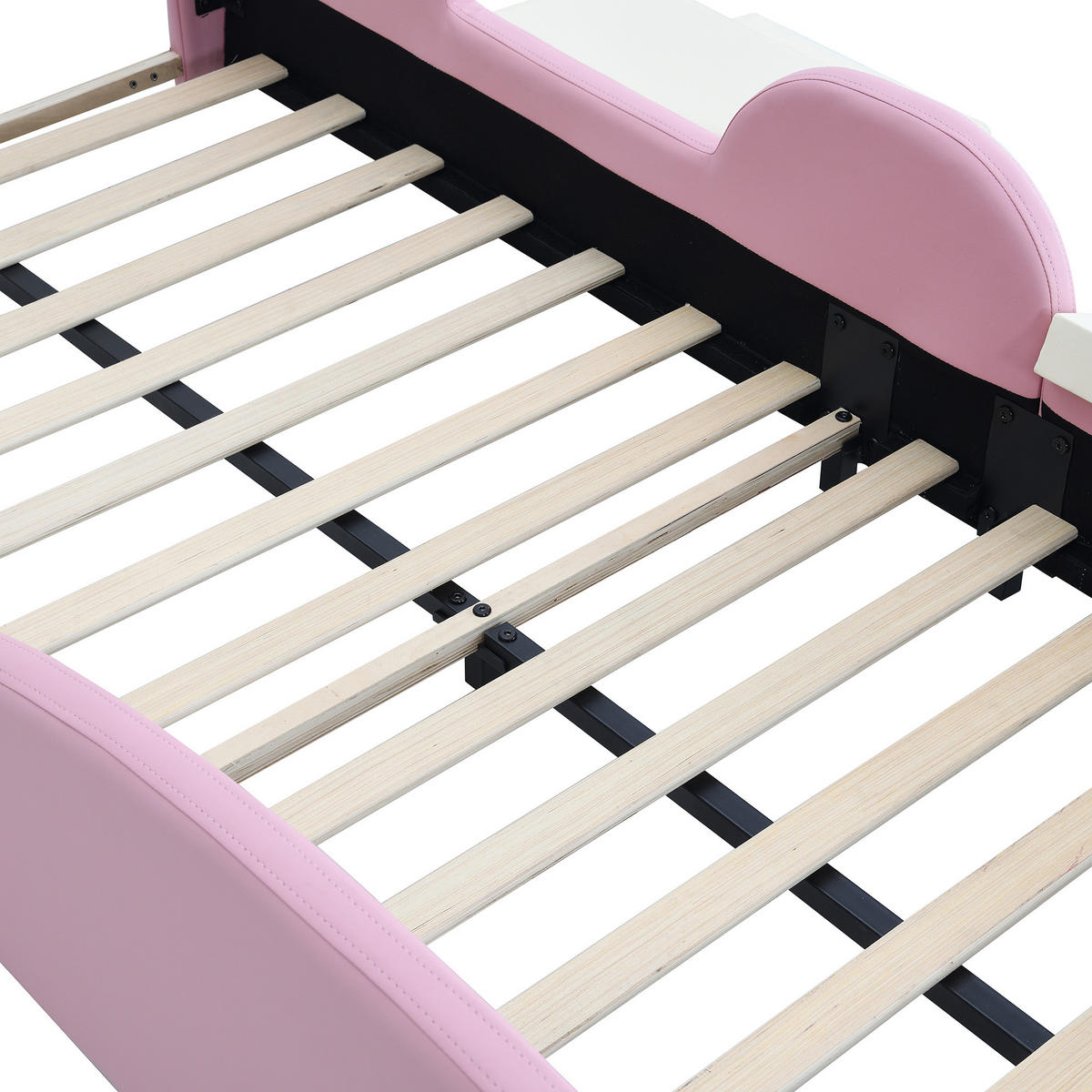 KINDEREINZELBETTEN aus Kunststoff 90x200 cm in Rosa mit LED, Rutsche & Treppe - Rosa, Kunststoff (90/200cm) - Modfu