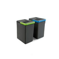 RECYCLINGBEHÄLTER für Küchenschublade, 266mm, 2x7Liter, Kunststoff anthrazitgrau 2er-set - Anthrazit, Kunststoff (15.5/27/21.6cm) - EMUCA