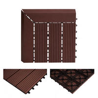 WPC ECK-BODENFLIESE + Abschluss 30x30cm links Coffee linear - Braun, Kunststoff (30/30/2cm) - BERLINLODGE