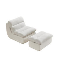 SOFA 101/81/75 cm mit Fußhocker, abnehmbarer Rücken- und Sitzpolsterung aus Cord, Beige - Beige, Textil (81/75/101cm) - Redom