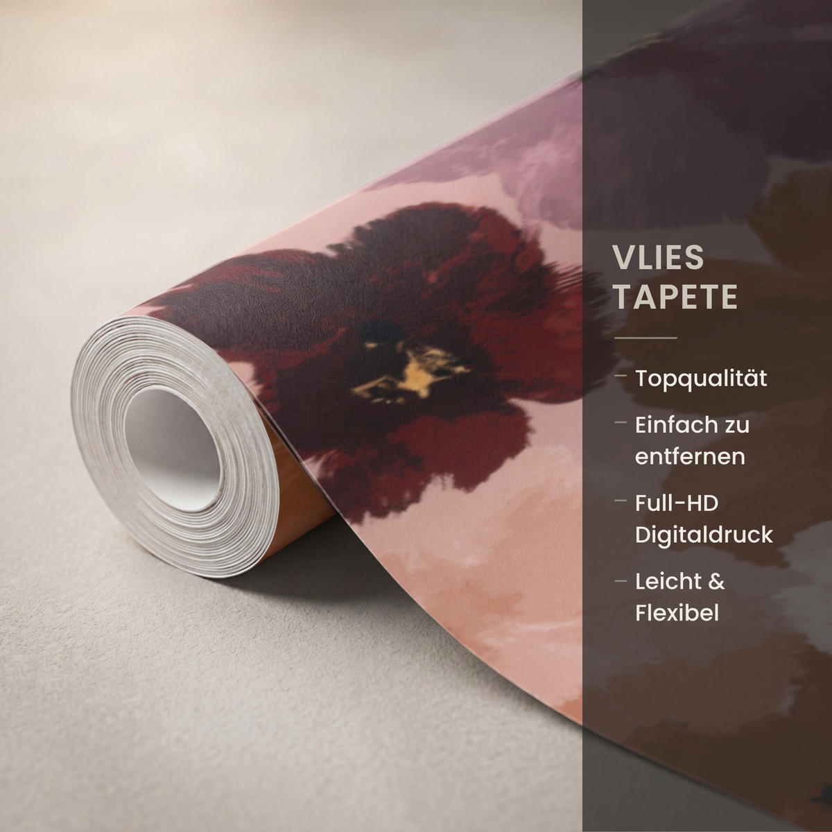 TAPETE - Blumen - Abstrakt - Erdtöne - 500x280 cm - Multicolor, Papier (500/280cm) - OnlyWow