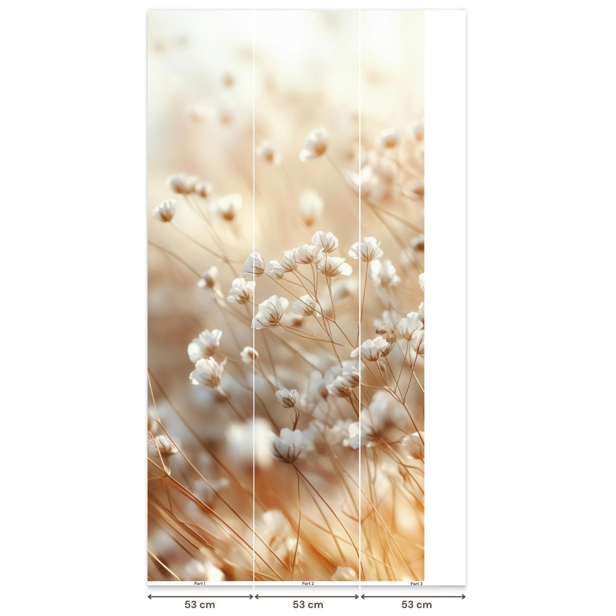 TAPETE - Wild - Blumen - Weiß - 140x260 cm - Creme, Papier (140/260cm) - OnlyWow