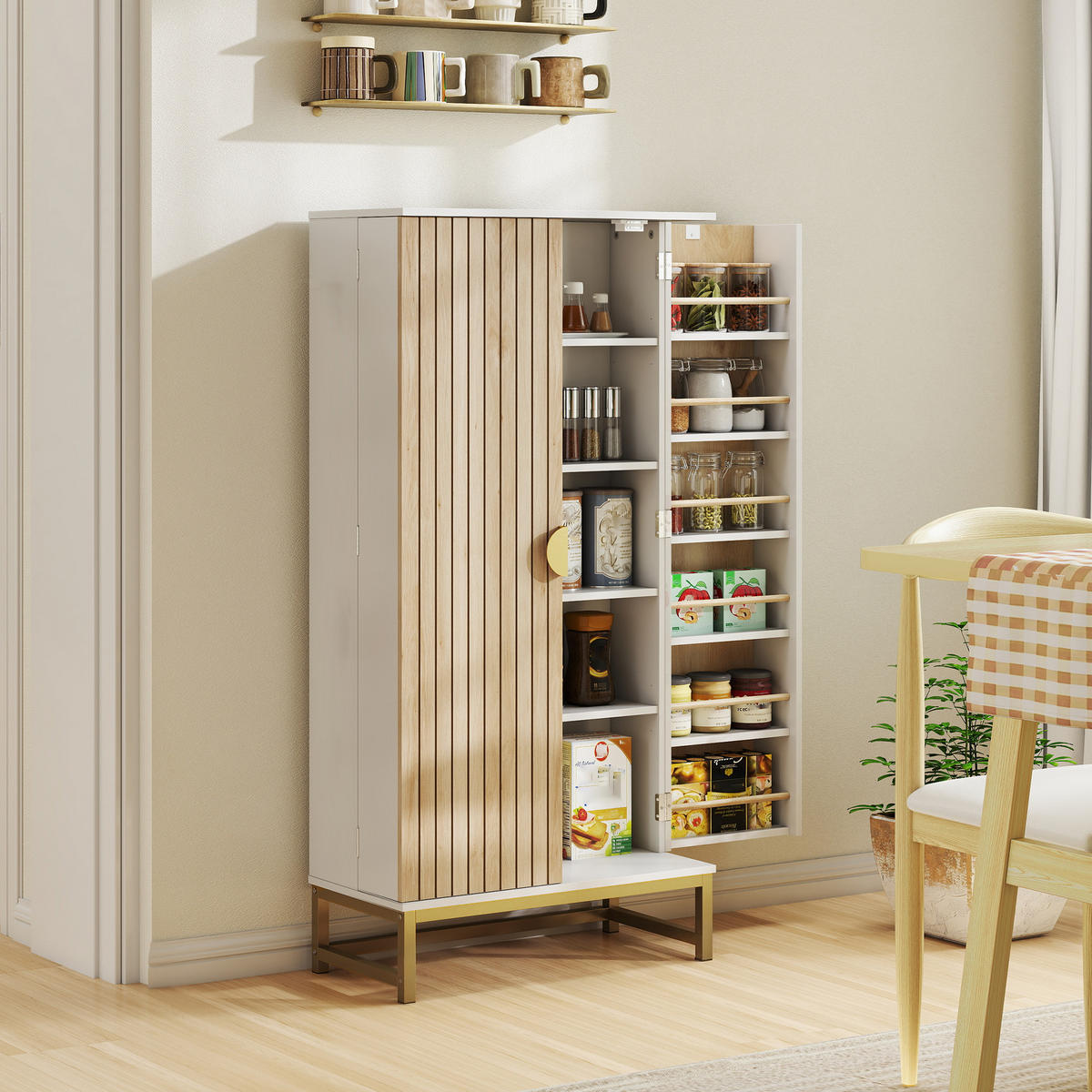 MEHRZWECKSCHRANK DE-11184 12 Türregale Weiß - Weiß, Holzwerkstoff (29/119.5/58cm) - ComfortXL