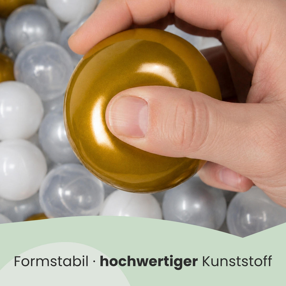 BÄLLEBAD-BÄLLE 200 Stück, Gold/Grau/Weiß/Transparent, 5.5 cm - Goldfarben, Kunststoff (5.5/5.5/5.5cm) - Littletom