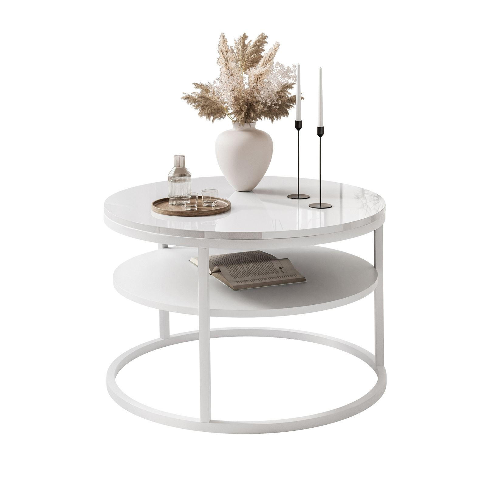 COUCHTISCH CIRI SLIM mit Regal Hochglanz - Weiß, Holzwerkstoff (60/60/42cm) - Lookway