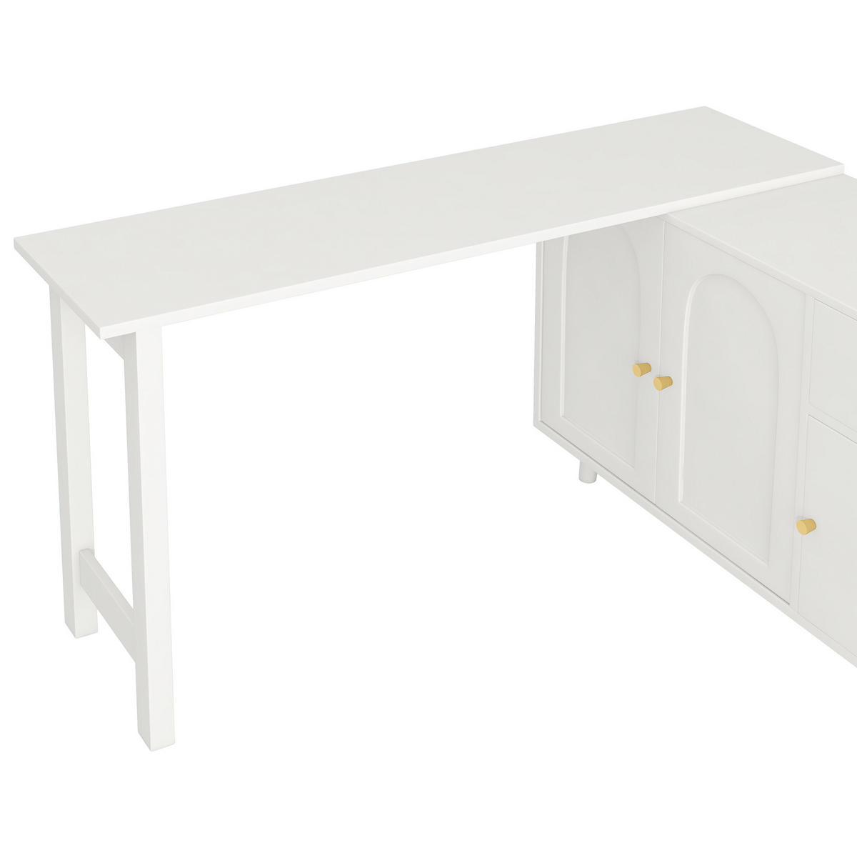 SCHREIBTISCH 120/40/74,5 cm drehbar mit Sideboard und Schublade in Weiß - Weiß, Holzwerkstoff (120/40/74.5cm) - BEAOK