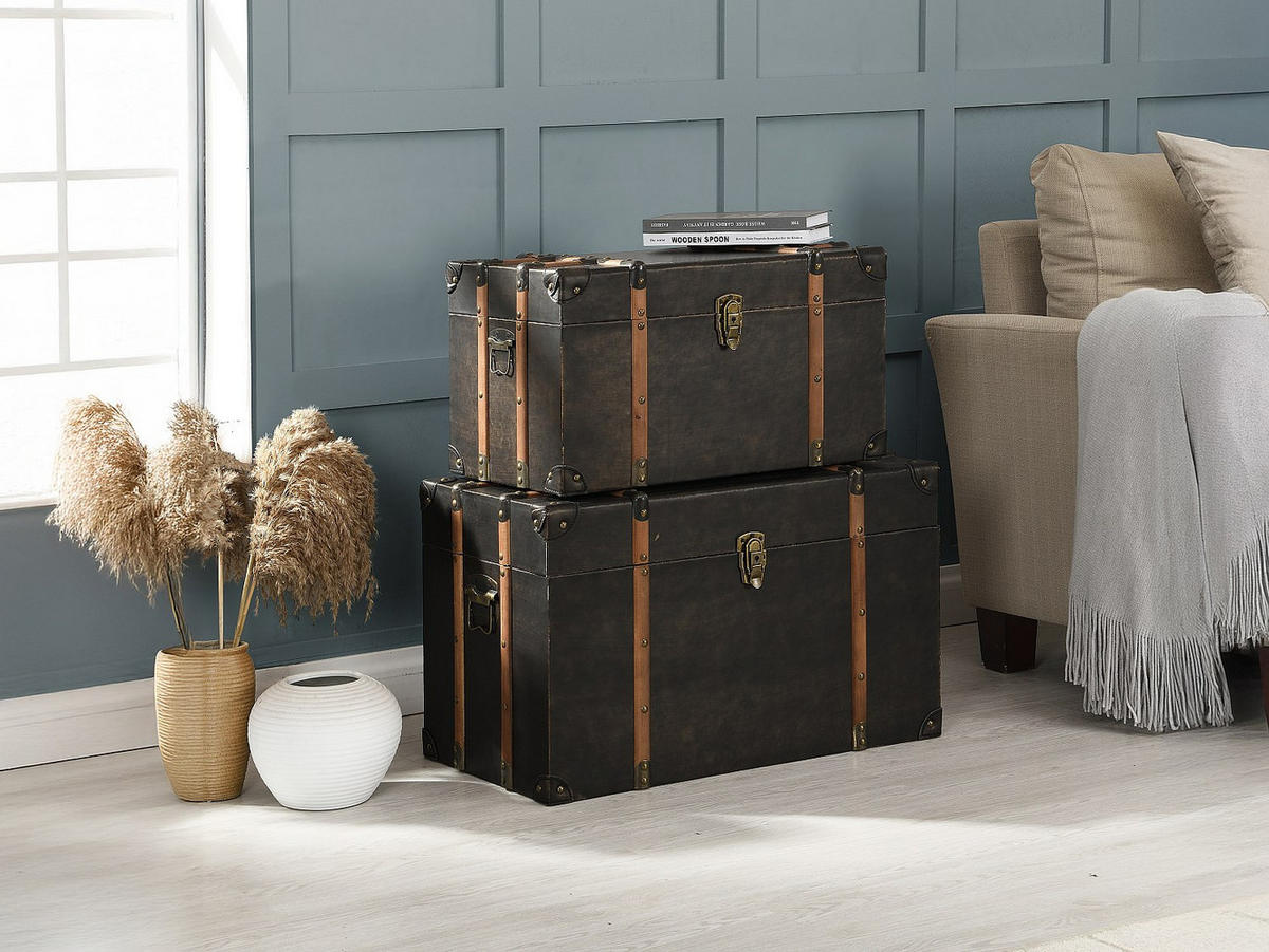 TRUHE und Kiste - 54 cm, 64 cm x 30 cm, 39 cm - holz - schokoladenbraun Mahalia - Braun, Holz (54/34/30cm) - Vente-Unique