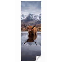 TAPETE - Schottischer Hochländer - Braun - Wasser - 100x300 cm - Braun, Papier (100/300cm) - OnlyWow