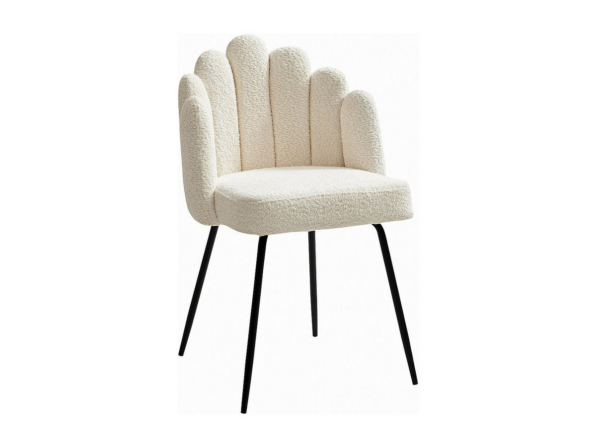 STUHL 6er-Set - Bouclé-Stoff & schwarzes Metall - Cremefarben - ALTINAM - Creme/Schwarz, Textil (57/85/55cm) - Pascal Morabito