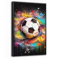 LEINWAND Bilder mit Rahmen - Fußball - Farbe - Farben - Schwarz - Weiß - 40x60 - Weiß, Textil (40/60cm) - MuchoWow