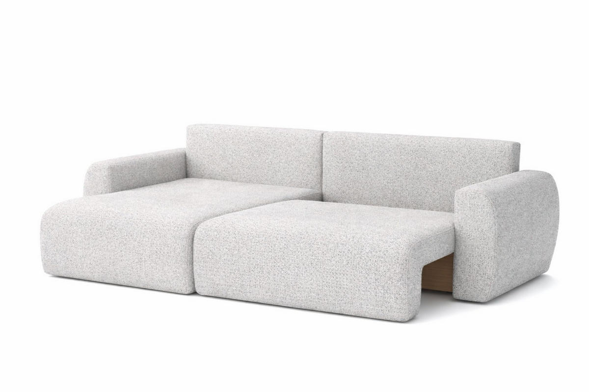 ECKSOFA Mit Schlaffunktion Ariel L, Chenille, Stoff Artico, Cement, Links - Hellgrau, Holz (250/142cm) - Kaiser Möbel