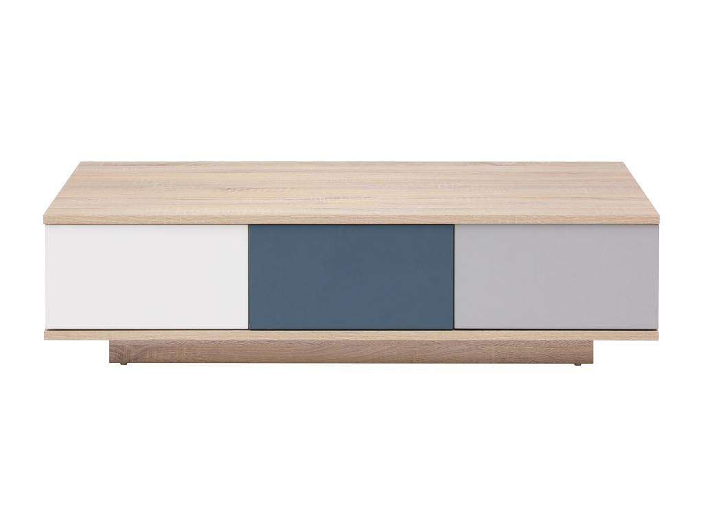 COUCHTISCH mit 3 Schubladen & 1 Ablagefach - Mehrfarbig - FILUTIA - Naturfarben, Holz (120/60/32cm) - Vente-Unique