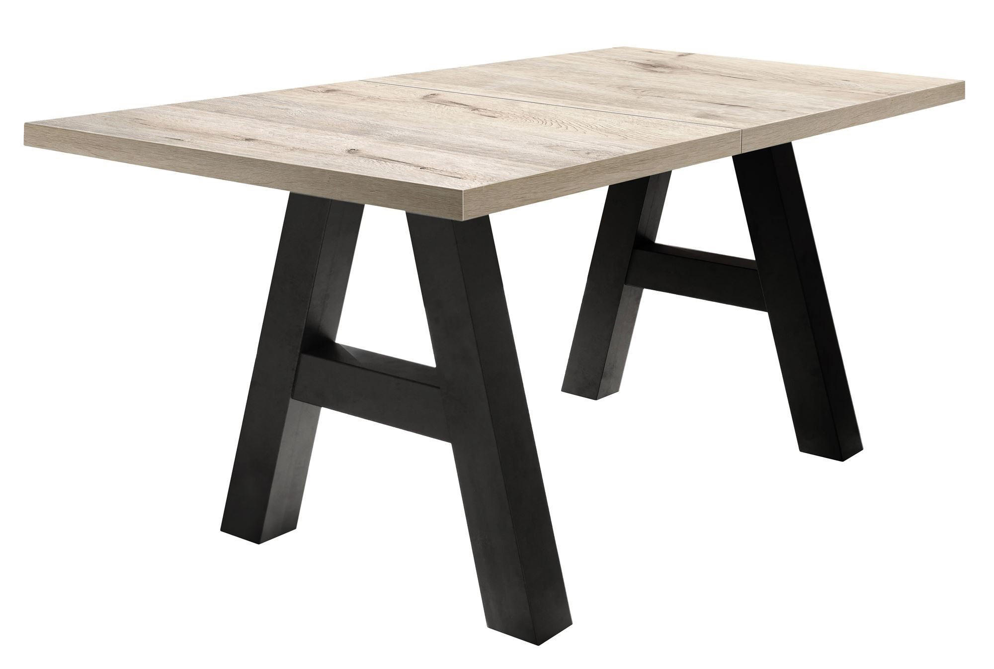 ESSTISCH ausziehbar Elia 7 160 x 90 x 75 Esszimmertisch Schwarzstahl/Sandeiche - Naturfarben, Holz (160/90/75cm) - 58aufmkessel