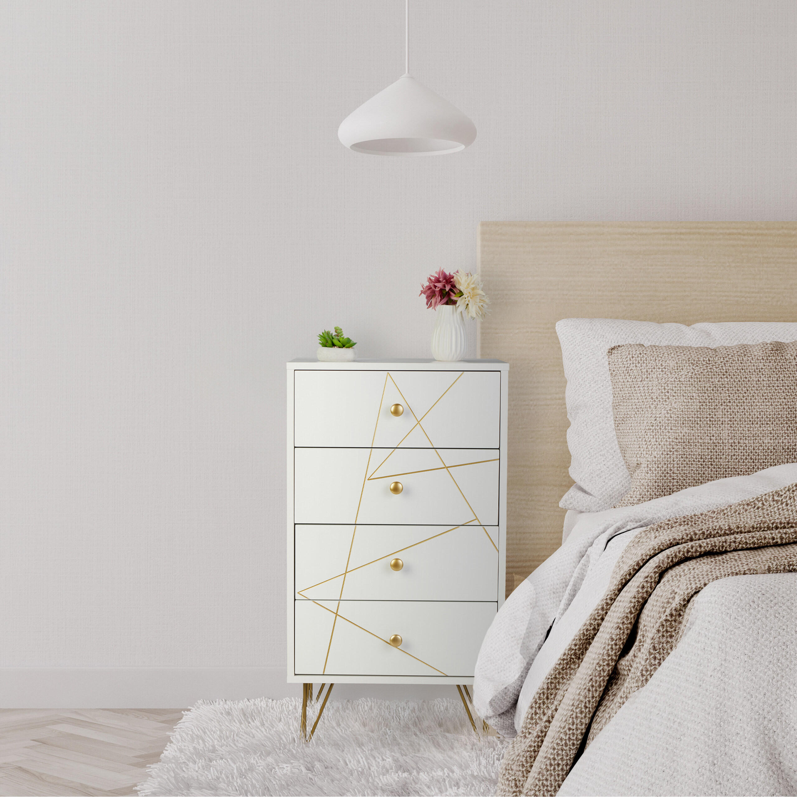 KOMMODE - Weiß, Holzwerkstoff/Metall (48/86/39cm) - Relaxdays